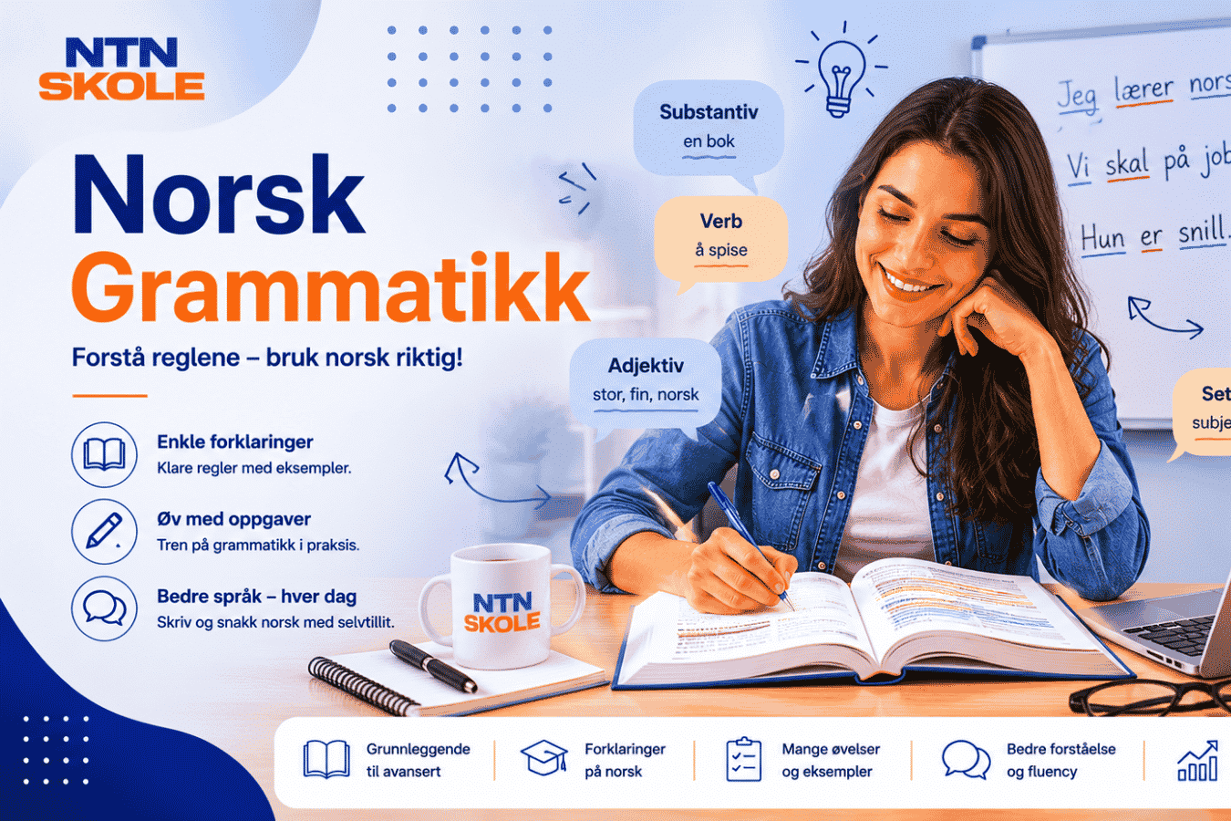 Norsk grammatikk fra A til Å – Komplett kurs for alle nivåer