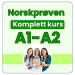Norskprøven A1-A2 komplett forberedelse. Digitalt kurs med øvelser i lesing, lytting, skriving og muntlig norsk for nivå A1-A2.