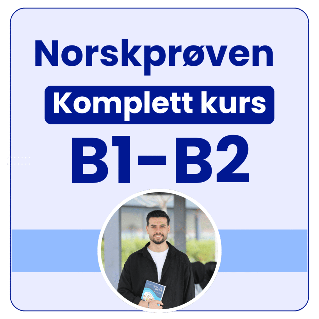 Norskprøven B1-B2 komplett forberedelse. Digitalt kurs med øvelser i lesing, lytting, skriving og muntlig norsk for nivå B1-B2.